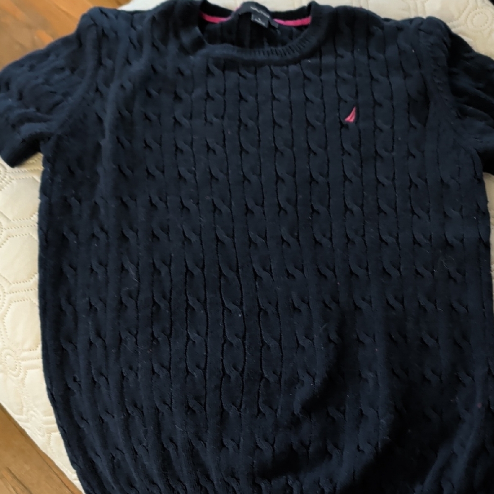Nautica Navy Cable Knit Crewneck Sweater